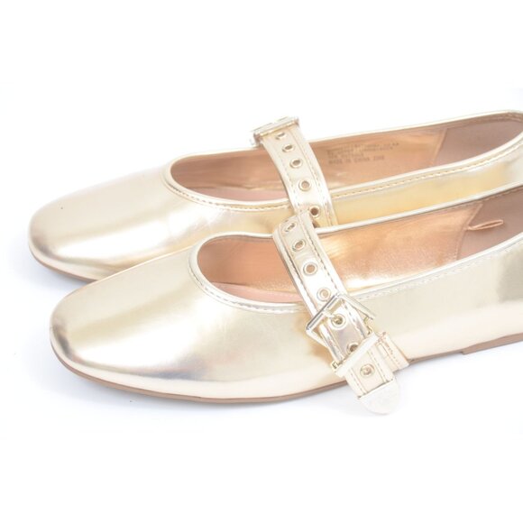 Steve Madden Women's 10M Gold Metallic Mary Jane Flats Cosplay School Fairy - Picture 6 of 7